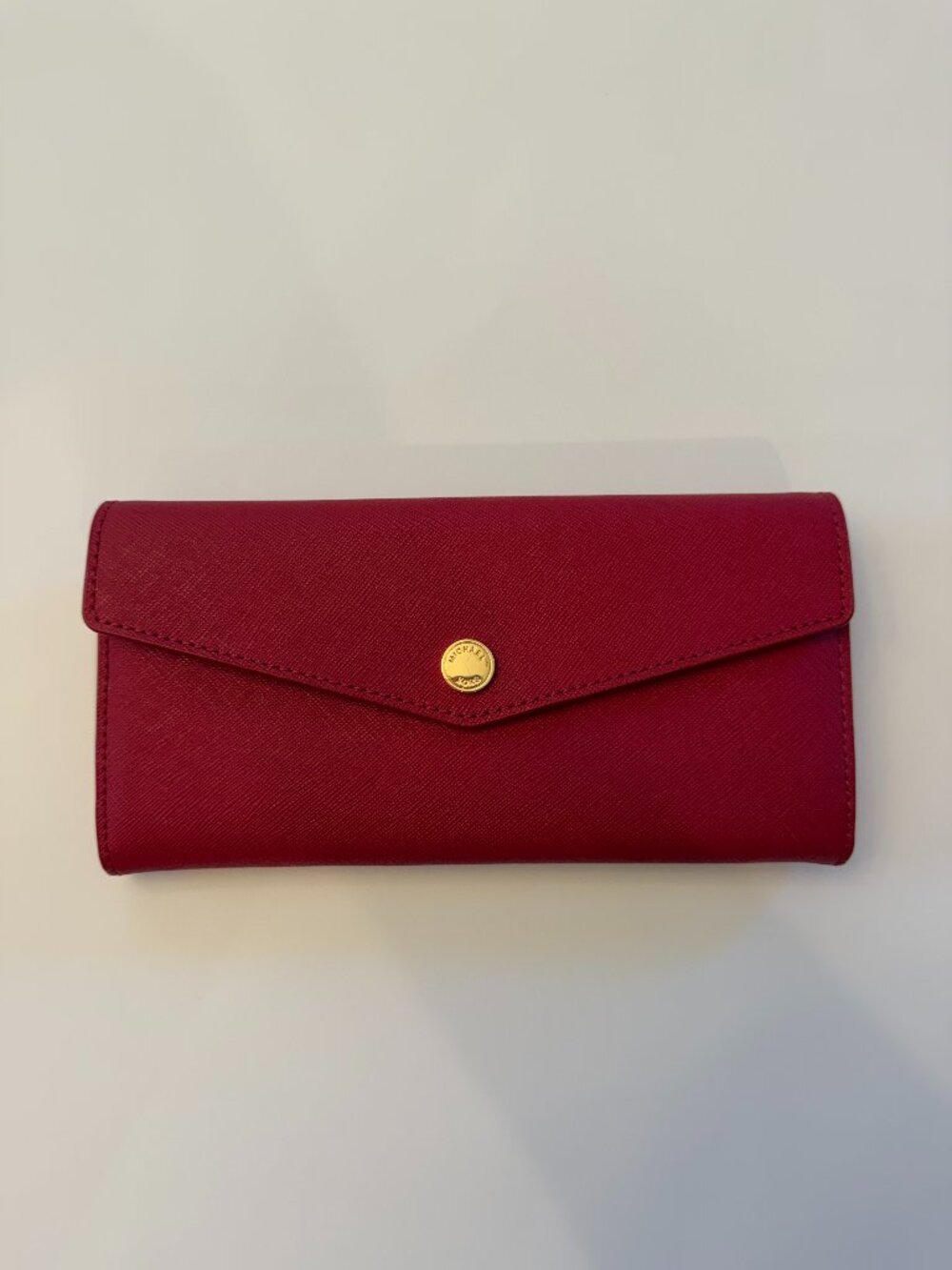 Michael Kors Red Snap Envelope Wallet Gold Hardware